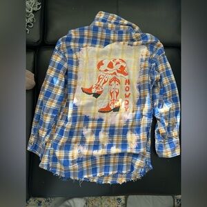 Blue and White Plaid Men's Shirt